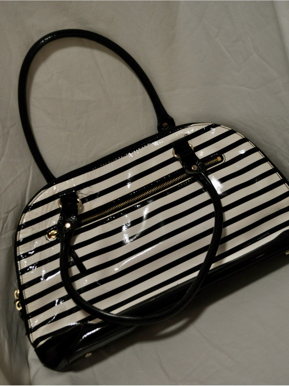 kate spade Black and White Striped Patent Tote - Picture 2 of 4